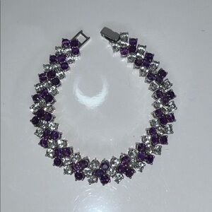 NWOT NYC11 Sterling Silver Amethyst Quartz Crystal Line Bracelet Boho